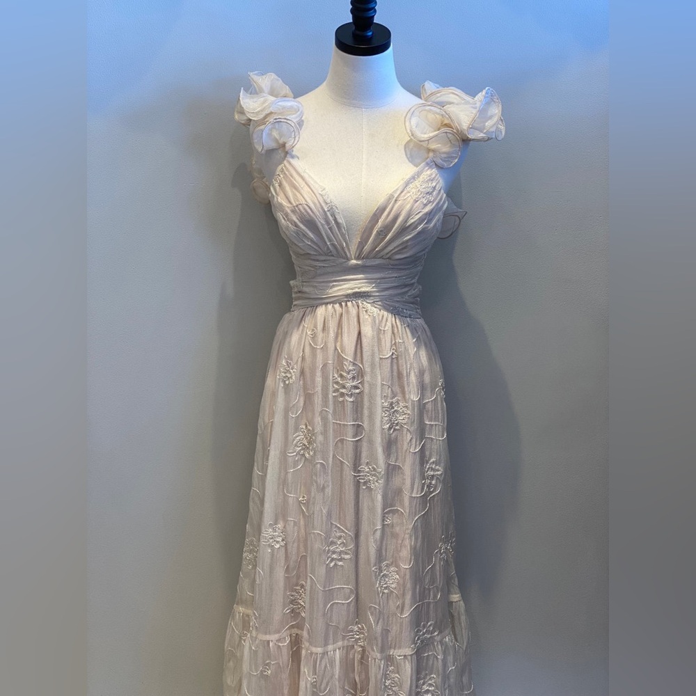 Mac Duggal Cream Maxi Dress